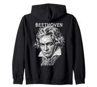 Ludwig Van Beethoven Divertente Compositore Note Musicali Musicista Felpa con Cappuccio