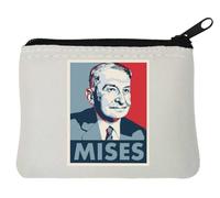 Ludwig von Mises - Portamonete in neoprene, motivo: economista austriaco, pop art, 10 x 11 cm, colore: bianco