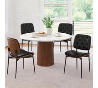 LUE BONA Set di 4 Sedie da Pranzo, Pelle Sintetica con Schienale in Legno Curvato, Stile Retrò e Moderno per Soggiorno e Sala da Pranzo, Nero