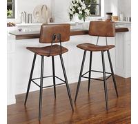 LUE BONA Sgabelli Bar Set di 2, Sgabello Bar con Schienale, Marrone Rossastro, Design Moderno, Altezza del Sedile: 63 cm per Pizzerie Pub Ristoranti Hotel Soggiorno Ufficio