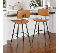 LUE BONA Sgabelli Bar Set di 2, Sgabello Bar con Schienale, Marrone Whiskey, Design Moderno, Altezza del Sedile: 63 cm per Pizzerie Pub Ristoranti Hotel Soggiorno Ufficio