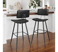 LUE BONA Sgabelli Bar Set di 2, Sgabello Bar con Schienale, Nero, Design Moderno, Altezza del Sedile: 63 cm per Pizzerie Pub Ristoranti Hotel Soggiorno Ufficio