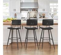 LUE BONA Sgabelli Bar Set di 3, Sgabello Bar con Schienale, Nero, Design Moderno, Altezza del Sedile: 63 cm per Pizzerie Pub Ristoranti Hotel Soggiorno Ufficio