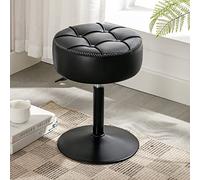 LUE BONA Sgabello da Toeletta Girevole a 360°, Regolabile in Altezza, Sgabello da Trucco in Pelle PU con Design Trapuntato, Nero