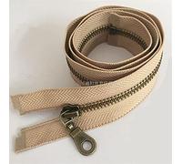 Lueao Cqinju-Chiusure Lampo 5# 1pc 70cm Cursore a Cerniera in Metallo con Cerniera in Metallo per Giacca Cappotto Fai da Te Cerniere, Robusto e Durevole (Color : 7. Dark Beige, Size : 5#)