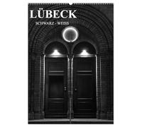 Lübeck schwarz-weiß (Wandkalender 2026 DIN A2 hoch), CALVENDO Monatskalender: Lassen Sie sich von Lübeck verzaubern, in schwarz-weiß.