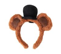 Lufaze Fascia per capelli con orecchie di animali, in peluche marrone per la pulizia del viso, per cosplay, festival, carnevale, convenzione, feste, performance