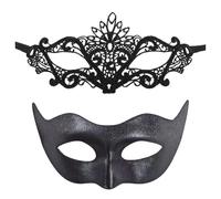 Lufdegim 2 mascherine maschere in maschera, maschere veneziane nere in pizzo maschere per il viso per donne e uomini Halloween carnevale feste costume