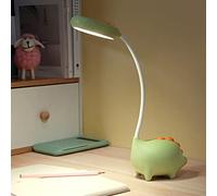 LUFEIS Lampada da Scrivania per Bambini, da Tavolo con Dinosauro, Cameretta, Creativa, Lampada da Comodino Touch Dimmerabile, USB Ricaricabile-Verde