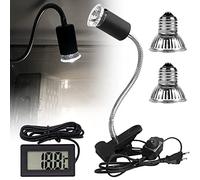 LUFEIS Lampada Riscaldante per Tartarughe, UVA UVB Lampada Riscaldante, Lampa-da Rettile e Anfibio con 3 Lampadine 25W, 50W, 75W, e 1 Termometro per Rettile, Anfibi, Tartaruga, Lucertola, Serpente