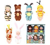 LUFEIS Mini Bambole Set, 6 Persone Mini Figure Bambole in Gel di Silice Set, Adatto Alle Famiglie, Regalo Giocattolo