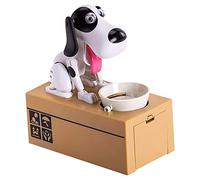 LUFEIS Salvadanaio a Forma di Cagnolino, Salvadanaio Cane Elettronico, Salvadanaio Cane Mangia Soldi, Salvadanaio a Forma di Cane, Salvadanaio per Bambini Maialino Regalo di Compleanno - Bianco