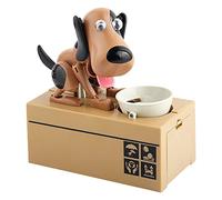LUFEIS Salvadanaio a Forma di Cagnolino, Salvadanaio Cane Elettronico, Salvadanaio Cane Mangia Soldi, Salvadanaio a Forma di Cane, Salvadanaio per Bambini Maialino Regalo di Compleanno - Marrone