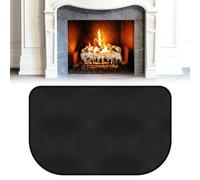 LUFEIS Tappeto Ignifugo per Camino, 102 * 50 CM Tappetino per Camino, Tappeto Focolare Camino per stufa, camino, barbecue e griglia, Protegge i Pavimenti Dalle Scintille, Nero, Mezzo Rotondo