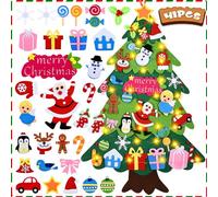 LUFENG Albero di Natale in feltro | Albero di Natale 2023 per bambini da 1 m con 41 decorazioni | Decorazioni murali per porte fatte a mano per il nuovo anno