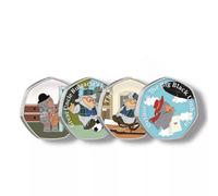 L'Ufficiale Wombles x4 50p Forma Commemorativa Monete Set Visualizzato IN Card
