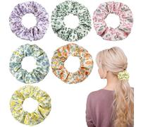 LUFFLOK 6 Pezzi Fiore morbido Scrunchies per Capelli, Portacoda Colorato in Raso per ragazze e donne, Seta Simulata Cerchietti per Capelli, Accessori Bande Elastico per Capelli (8 Pezzi)