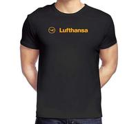 Lufthansa Airline Black Graphic Tee Shirt Mens Short Sleeve Cotton T Shirt Fashion T Shirt Casual Tops Clothing Size XXL