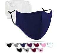 LUFTTY Behelfs Paradenti e naso con filtro | Maschera comunità blu | Maschera viso lavabile con passanti regolabili | Interno in cotone, esterno poliestere (blu)