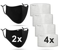 Luftty Behelfs - Paradenti per bocca e naso con filtro | Maschera comunitaria nera e diversi colori | Maschera per il viso lavabile con passanti regolabili | Interno in cotone, esterno in poliestere