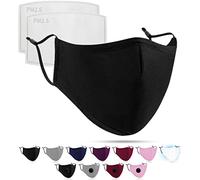 Luftty Maschera con filtro e passanti regolabili | maschera comunitaria nera | paradenti lavabile | maschera in tessuto premium