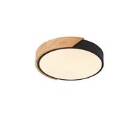 LuFun Plafoniera LED Legno Nero 24W Rotonda Ø30cm 3000K Luce Calda | Lampada soffitto moderna in legno nero dal design ultrasottile 5cm,luce accogliente per camera, soggiorno, cucina e corridoio