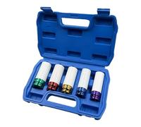 Lug Nut Sockets - Drive Wheel Protector Sleeves, 5 pezzi Thin Wall Nut Sockets Kit, Chrome Vanadium With Non-Marring Sleeves For Truck Auto Pickup SUV Sedan Brake Service Tire Rotation Flat Tire Home