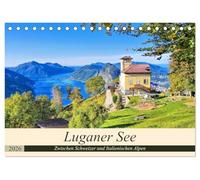Luganer See - Zwischen Schweizer und Italienischen Alpen (Tischkalender 2026 DIN A5 quer), CALVENDO Monatskalender: Aus- und Ansichten rund um die Perle des Tessin