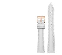 LUGEMA 14mm 16mm 18mm 20mm Cinturino In Vera Pelle Compatibile Con Fossil Compatibile Con Cinturino Citizen Compatibile Con Braccialetto Da Donna DW Blu Cielo Rosa Marrone(White-rosegold,16mm)