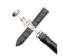 LUGEMA Business Casual Nero Marrone Vera Pelle Di Vitello Cinturino For Orologio Cinturino Con Fibbia A Farfalla Modello In Coccodrillo Bracciale 18 20 22 24 Mm(Black Rose Gold,20mm)