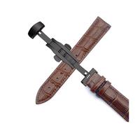 LUGEMA Business Casual Nero Marrone Vera Pelle Di Vitello Cinturino For Orologio Cinturino Con Fibbia A Farfalla Modello In Coccodrillo Bracciale 18 20 22 24 Mm(Brown Black,24mm)
