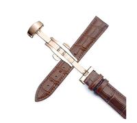 LUGEMA Business Casual Nero Marrone Vera Pelle Di Vitello Cinturino For Orologio Cinturino Con Fibbia A Farfalla Modello In Coccodrillo Bracciale 18 20 22 24 Mm(Brown Rose Gold,21mm)