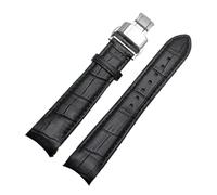 LUGEMA Cinturino for orologio con estremità curva in vera pelle da 20 mm, compatibile cinturino Citizen BL9002-37 05A BT0001-12E 01A 21, for 22(Black silver buckle,21mm)