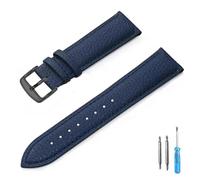 LUGEMA Cinturino For Orologio In Morbida Pelle Con Motivo Litchi, 12 Mm, 14 Mm, 16 Mm, 18 Mm, 20 Mm, 22 Mm, Cinturini Di Ricambio For Orologi(Blue-BK,20mm)