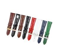 LUGEMA Cinturino for orologio in pelle di vitello 18 mm 20 mm 22 mm 24 mm for donna uomo accessori for orologi fibbia solida nero marrone(Brown and white,22mm,With rose bukcle)