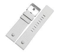 LUGEMA Cinturino For Orologio In Vera Pelle Da 22 24 26 27 28 30 32 Mm Compatibile Con Bracciale Diesel DZ7370 DZ7313 DZ7413 DZ7257(White silver buckle,26mm)