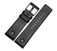 LUGEMA Cinturino For Orologio In Vera Pelle Da 22 24 26 27 28 30 32 Mm Compatibile Con Bracciale Diesel DZ7370 DZ7313 DZ7413 DZ7257(Black black buckle,22mm)