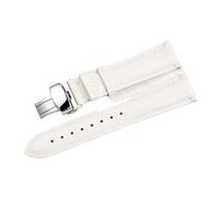 LUGEMA Cinturino For Orologio In Vera Pelle Di Vitello Liscia A Sgancio Rapido Da 14/18/20/22 Mm Con Fibbia A Farfalla Solida Business(White-silver,22mm)