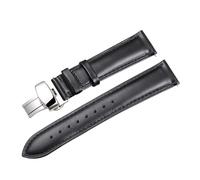 LUGEMA Cinturino For Orologio In Vera Pelle Di Vitello Liscia A Sgancio Rapido Da 14/18/20/22 Mm Con Fibbia A Farfalla Solida Business(Black-silver,16mm)