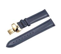 LUGEMA Cinturino For Orologio In Vera Pelle Di Vitello Liscia A Sgancio Rapido Da 14/18/20/22 Mm Con Fibbia A Farfalla Solida Business(Blue-gold,21mm)