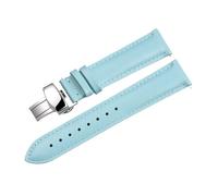 LUGEMA Cinturino For Orologio In Vera Pelle Di Vitello Liscia A Sgancio Rapido Da 14/18/20/22 Mm Con Fibbia A Farfalla Solida Business(Blue-silver 1,19mm)