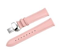 LUGEMA Cinturino For Orologio In Vera Pelle Di Vitello Liscia A Sgancio Rapido Da 14/18/20/22 Mm Con Fibbia A Farfalla Solida Business(Pink-silver,21mm)