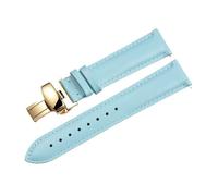 LUGEMA Cinturino For Orologio In Vera Pelle Di Vitello Liscia A Sgancio Rapido Da 14/18/20/22 Mm Con Fibbia A Farfalla Solida Business(Blue-gold 1,14mm)