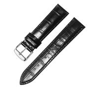 LUGEMA Cinturino For Orologio In Vera Pelle For Uomo E Donna, Fibbia Ad Ago Con Catena A Farfalla(Black Silver A,20mm)