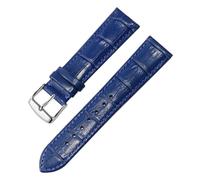 LUGEMA Cinturino For Orologio In Vera Pelle For Uomo E Donna, Fibbia Ad Ago Con Catena A Farfalla(Blue Silver A,18mm)