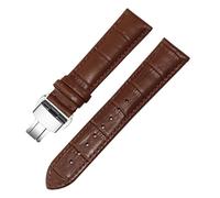 LUGEMA Cinturino For Orologio In Vera Pelle For Uomo E Donna, Fibbia Ad Ago Con Catena A Farfalla(Brown silver B,14mm)