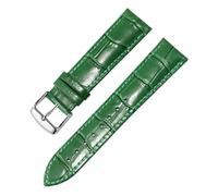 LUGEMA Cinturino For Orologio In Vera Pelle For Uomo E Donna, Fibbia Ad Ago Con Catena A Farfalla(Green Silver A,24mm)