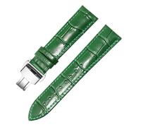 LUGEMA Cinturino For Orologio In Vera Pelle For Uomo E Donna, Fibbia Ad Ago Con Catena A Farfalla(Green Silver B,23mm)