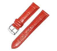 LUGEMA Cinturino For Orologio In Vera Pelle For Uomo E Donna, Fibbia Ad Ago Con Catena A Farfalla(Red Silver A,23mm)
