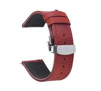 LUGEMA Cinturino For Orologio Retrò In Vera Pelle 18mm 19mm 20mm 21mm 22mm 24mm Crazy Horse Cinturino For Orologio Da Polso Da Donna E Uomo(Red,18mm)